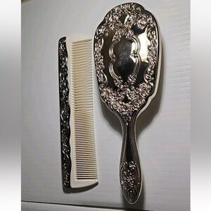 Elegant Silver Brush and Comb Set